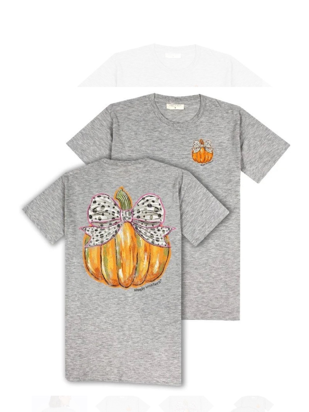 New Simply Southern Fall Halloween Pumpkin Polka-Dot Bow Shirt XS